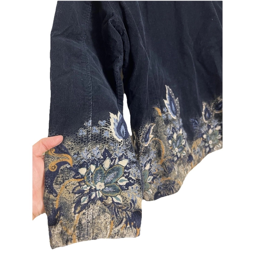 Chico Womens Blazer 2 Black Peacock Print Vintage Y2K Classic Single Breasted - Picture 14 of 16